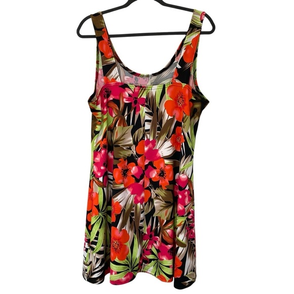 Zooni Design Dress Size XXL Black Red Floral Flowy Travel Vacation Stretch Plus - Picture 2 of 9